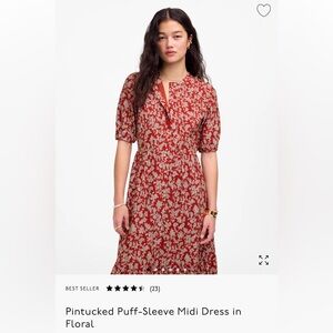 Pintucked Pull-Sleeve Midi Dress